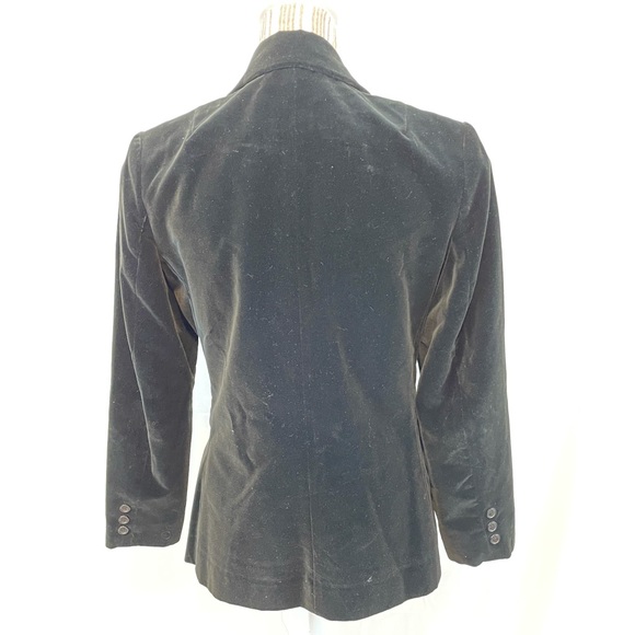 Vintage crushed velvet black blazer medium button front closure - Picture 8 of 10